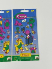 1997 Barney 3 Sticker Sheets Babybop & BJ Mello Smello Purple Dinosaur NOS