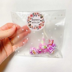 100-500pcs Flower Handmade with Love Stickers for Small Business Packaging Bakin