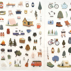 Camping Stickers 4 Sheets Animals Junk Journal Collage Planner Scrapbooking