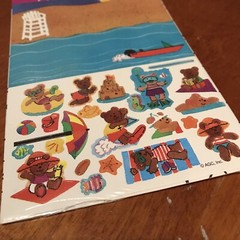 Vtg NOS Teddy Bears Beach Scene Stickers American Greetings Zone Forget Me Not