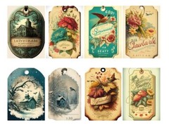 8 Vintage Style Tags Junk Journal Scrapbook USA Seller