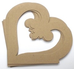 {4} HEART CORNERS – Flourish Bare Unfinished Chipboard Die Cuts – 4.5″ x 5″