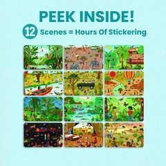 Safari Animal Sticker Book Kids 500+Stickers 12 Scenes 12 Coloring Pages Craft