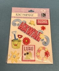 K&Company Dimensional Stickers HAWAIIAN BLISS 8 Pieces