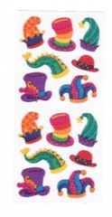Vintage Sandylion FUZZY Fun Colorful HATS Scrapbook Stickers 2 Squares 90s