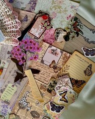 150+ Romantic Botanical Ephemera Bundle Junk Journal Kit Tags Vellum
