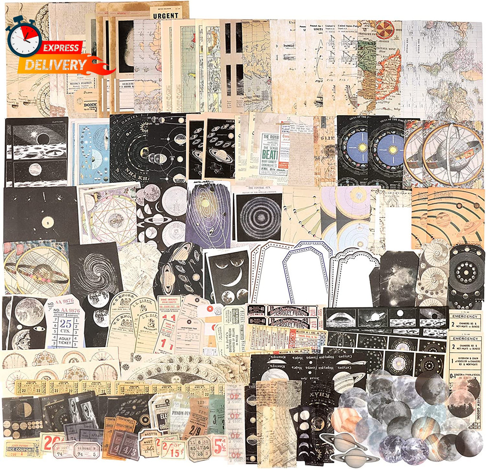 Draupnir 200Pcs Vintage Junk Journal Supplies,Scrapbook Supplies Scrapbooking Pa