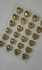 CraftbuddyUS 24pcs 16mm Stick On Pointed Resin Yellow/Gold Hearts Rhinestone Gem