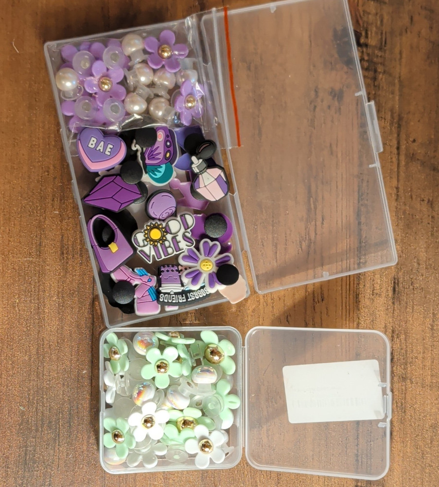 Assorted Decorative Split Pins Floral Designs Purple Green White Gold Black