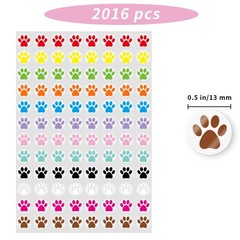 0.5 Inch Multicolor Paw Print Stickers, SelfAdhesive Reward Stickers