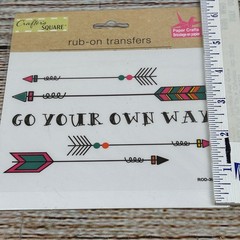 Crafter’s Square Rub-On Transfers Go Your Own Way Arrows Boho ROD-304R NEW