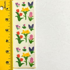 Sandylion Fuzzy Spring Flowers Stickers Floral Botanical 1 Sheet Sealed Vintage