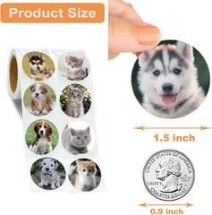 600 Puppy and Kitten Stickers 1.5 Inch 16 Styles for Kids Birthday Party