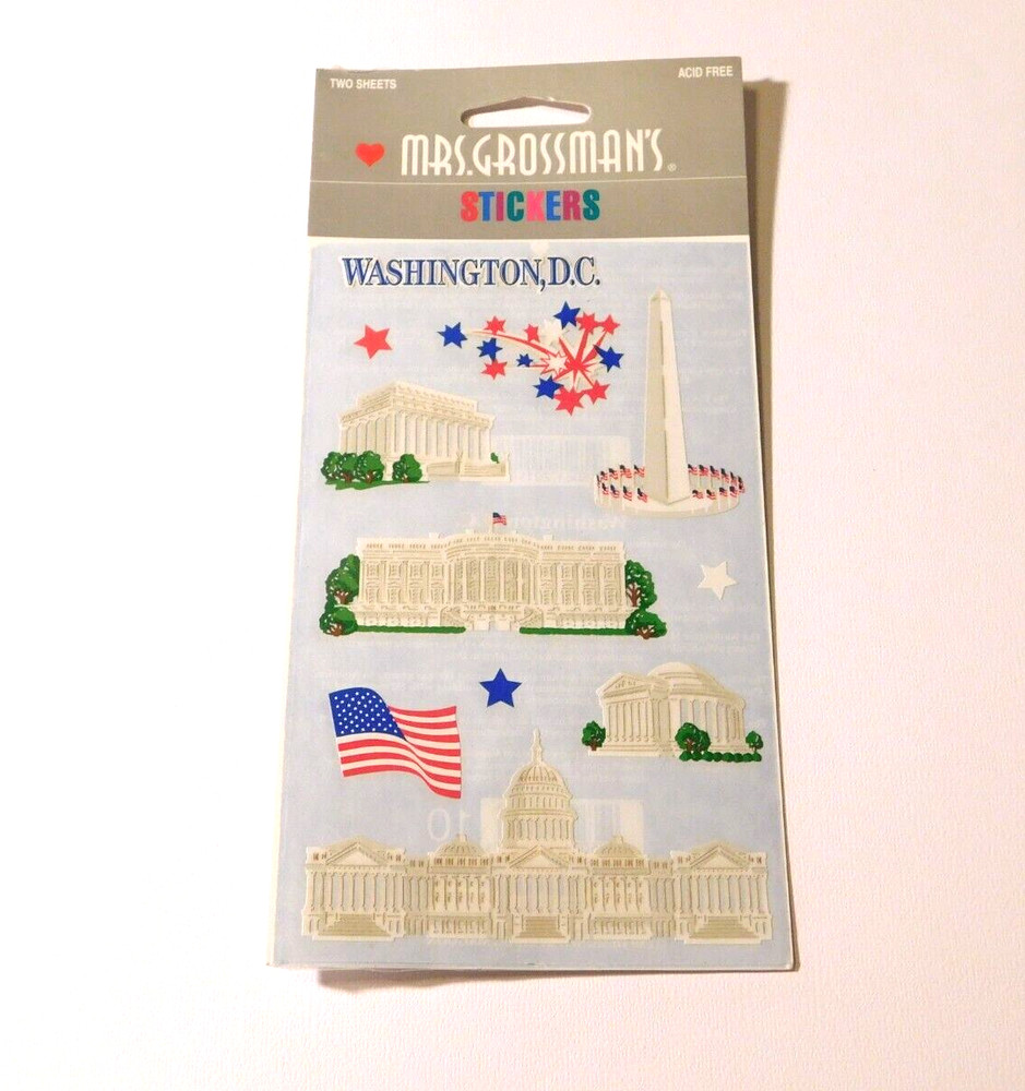 Mrs. Grossman’s Lot 2 Sticker Sheets New Package Paper Whispers ~Washington DC~