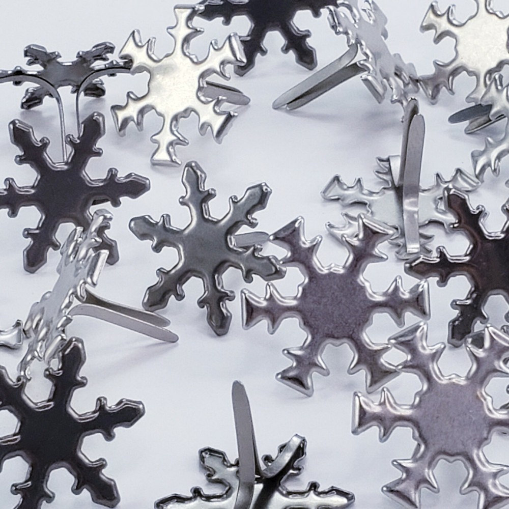 20 Pewter Snowflake Brads 2 Shapes Winter Cardmaking Embellishments Scrapbooking