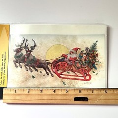 American Traditional Design Rub Ons Transfers Santa Sleigh Reindeer