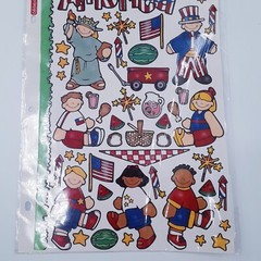 NOS Lot 2 sheets Stickopotomas binder stickers Patriotic America Paperkins New