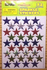 Lot Of 3 Eureka Colorful Sparkle STARS & Darice Foamies Star Stickers Scrapbook