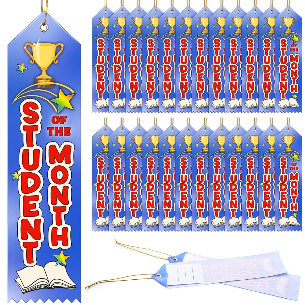 100 PCS 8×2 Inch Student Of The Month Award Ribbons Event Card String Bulk