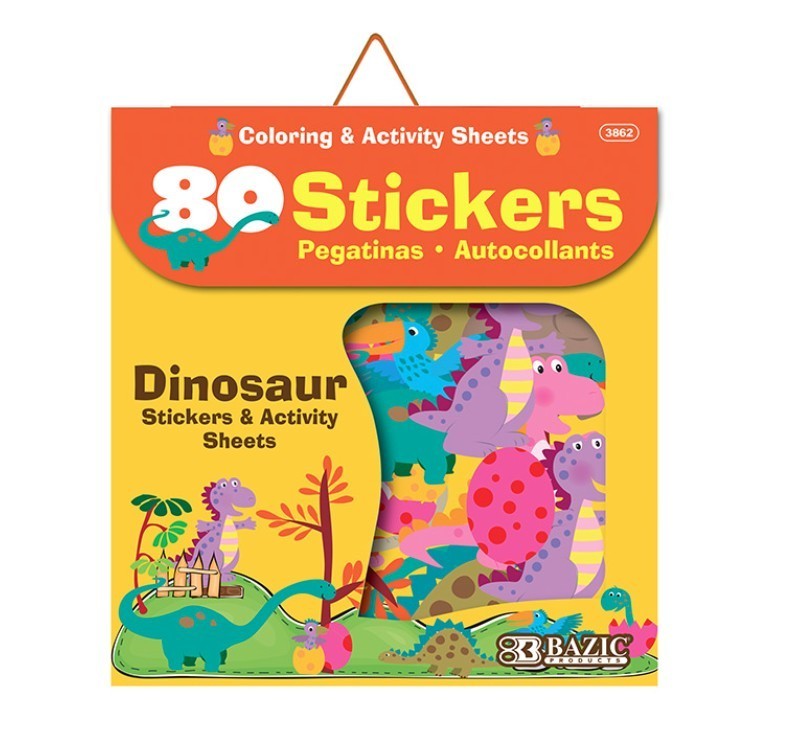 Dinosaur Stickers and Activity Sheets, 80 ct. PACK OF 24 SETS