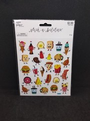 The paper studio stick a bilities Food foil stickers 27pc Foodie Happy Snacks