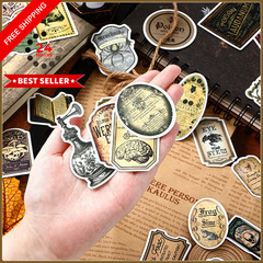 JUNEBRUSHS 324 Pcs Potion Labels Scrapbook Stickers Vintage Gothic Black