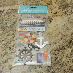 Jolee’s Dimensional BON VOYAGE Ship, Anchor, Wheel, Passport 11 Pieces NIP