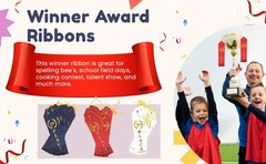 2nd Place Winner Award Ribbons Red Event Card String Gold Writings 12 PCS