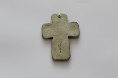 Cross – Handmade Pinkish Ceramic Cross with Pink Rhinestone, and Glitter #3