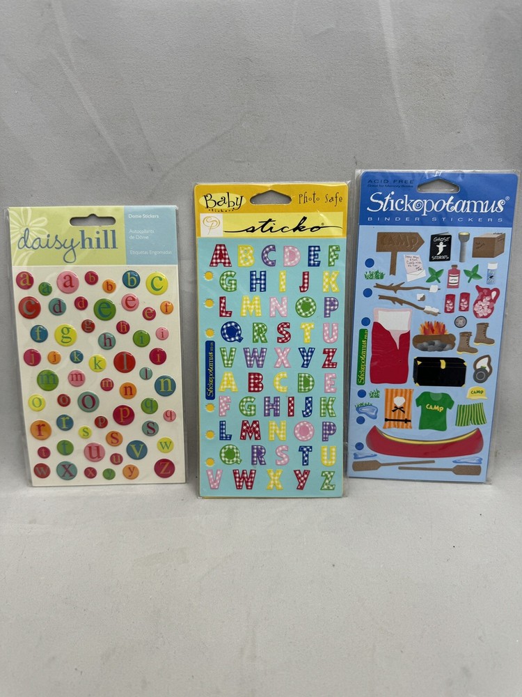 Stickopotamus Binder Stickers Camp Gingham Alphabet Daisy Hill Dome Baby Sticko