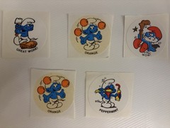 vintage Stickers Scratch N Sniff SMURFS 5 1980s