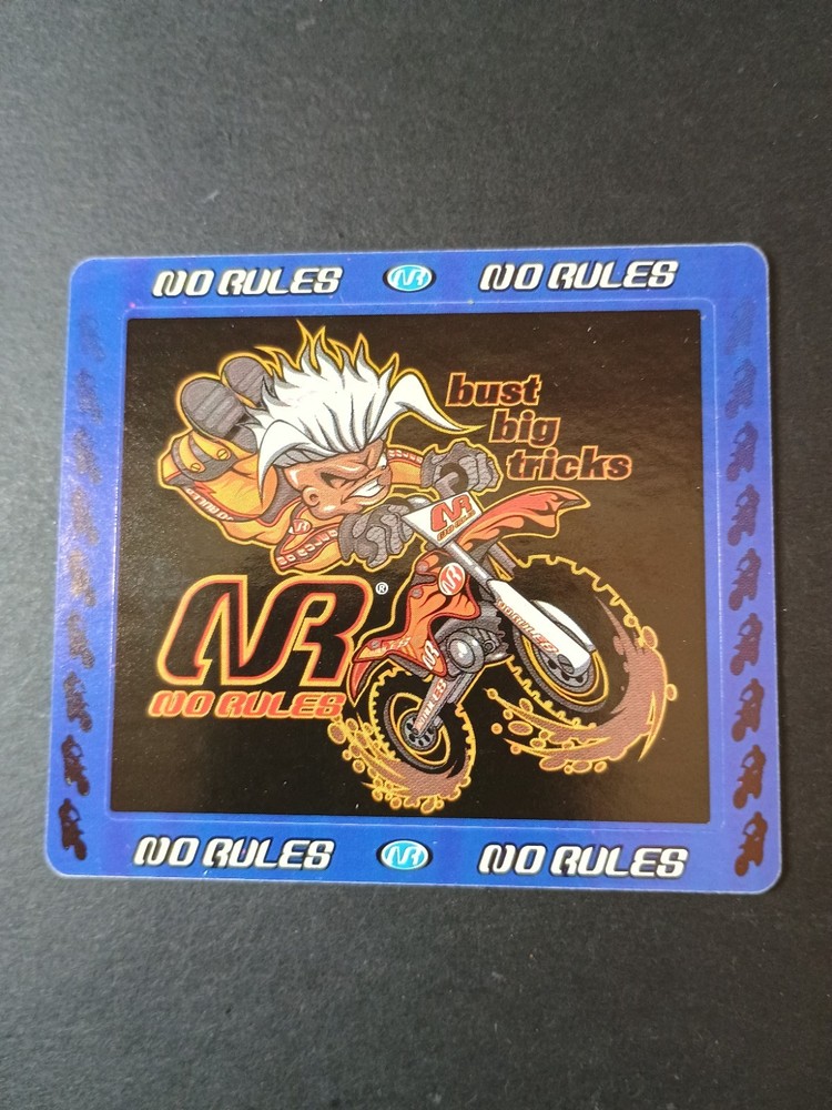 Vintage No Rules Motorcross Biking Vending Machine Sticker RARE DOUBLE SIDED