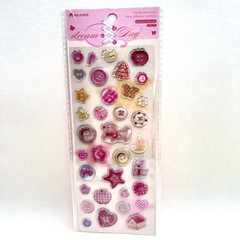 Cute Epoxy Button Stickers Pink Junk Journaling Collage Scrapbooking