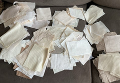 Assorted Beige Cream Off White Fabric Scraps Vintage Slow Stitch Crafts – 25
