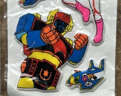 2 NOS Vintage Taiwan Cartoon Battle Space Robot Puffy Stickers