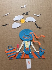 1 Summer Beach Girl Looking At Birds Cardstock Card See Pics #1-6