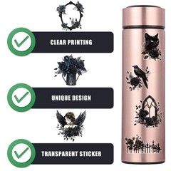 50pcs Dark Rose Stickers, Black Flower Romance Stickers Pack Transparent PET …