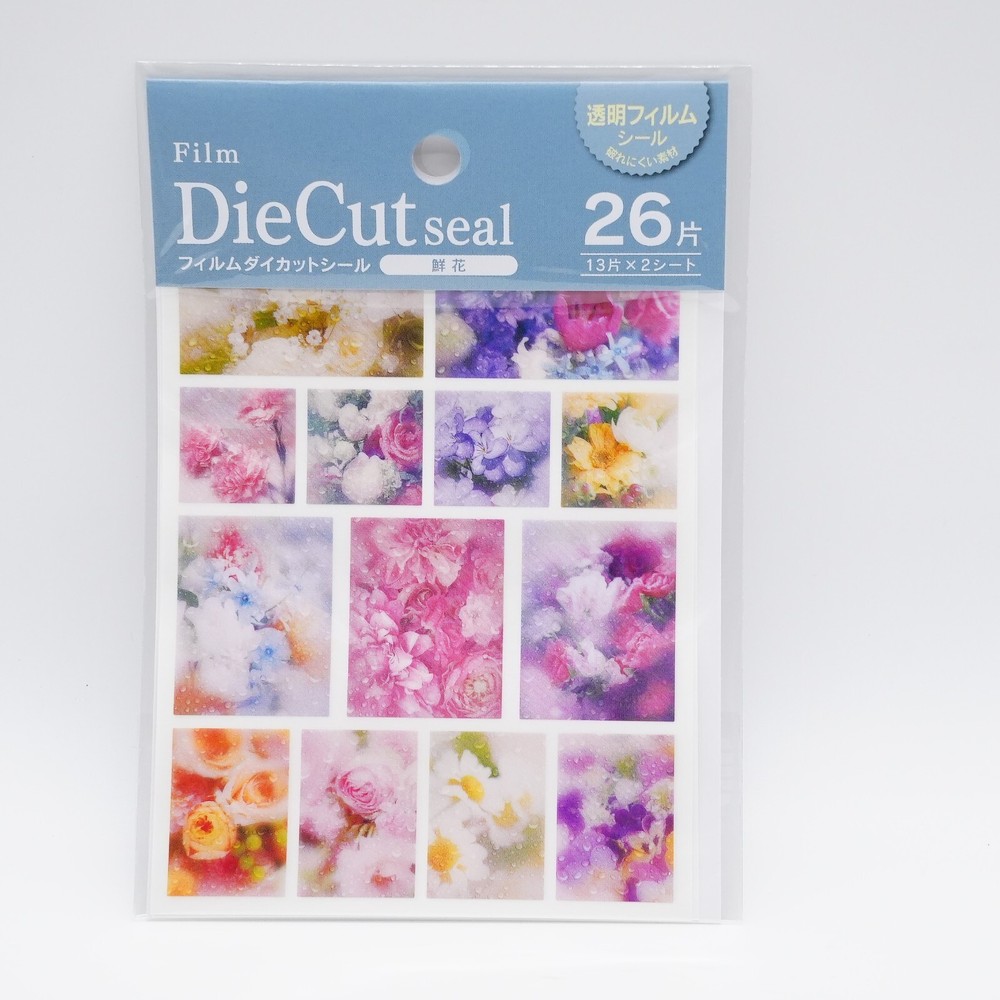 Kyowa Flower Theme Transparent Film Die Cut Seal Stickers 26pcs Made in JAPAN