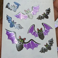 Vintage Sandylion Prismatic Purple & Black Halloween Bats Stickers, 10 Modules