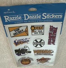 NEW Vintage Hallmark Razzle Dazzle FOIL Stickers Words & Phrases 4 Sheets Sealed