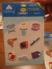 3 packages of Household Items Stickers Telephone Clock Hairdresser Cat Dayspring