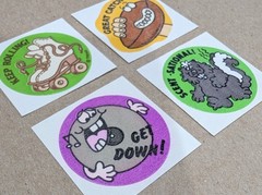 Vtg Matte Trend Skates Football Record Skunk Scratch & Sniff Stickers Set of 4