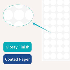 1″ White Dot Stickers 1050 PCS round Circle Stickers Colored Coding Labels (Whit