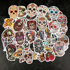 Day of the Dead Sugar Skull Stickers | Colorful Floral Calavera | Set of 10