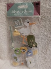 Jolee’s 3D Bringing Baby Home Newborn Carseat Stork Stickers scrapbook