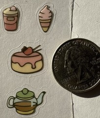 LITTLE GIRL WINKING Mylar Stickers(6pc)Kid•Teapot•Cake•Ice Cream•Card Making•