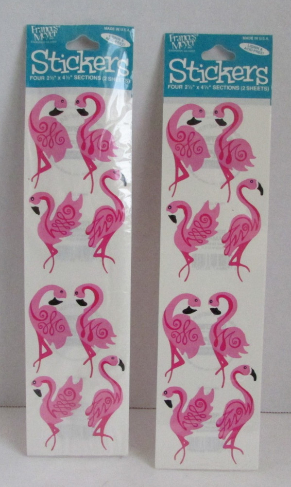 (2) VINTAGE 90’s Frances Meyer Bird Flamingo Stickers NIP