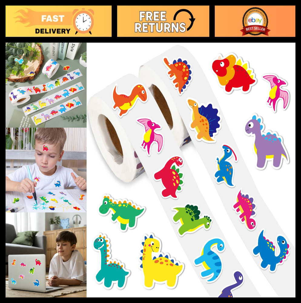 1400Pcs Dinosaur Stickers – 16 Cute Designs for DIY Crafts, Classroom Decor & Re