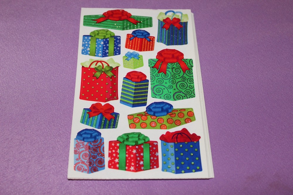 Sandylion ROLL of 18 Sheets of Glitter Christmas Presents Stickers!