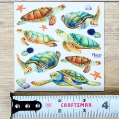 Violette Stickers – Sea Turtles – 1 Sea Life Sticker Sheet – Stationery Crafts